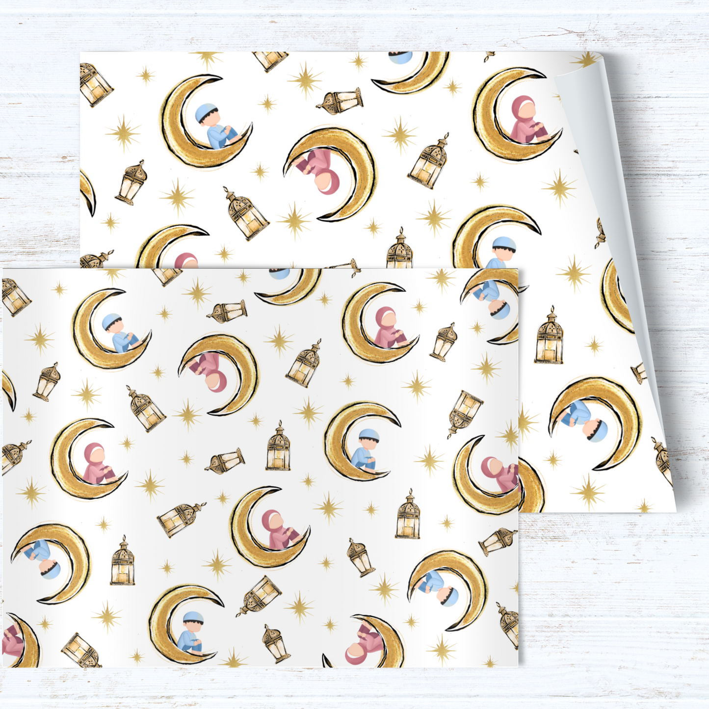 Eid Wrapping Paper Moon & Lanterns