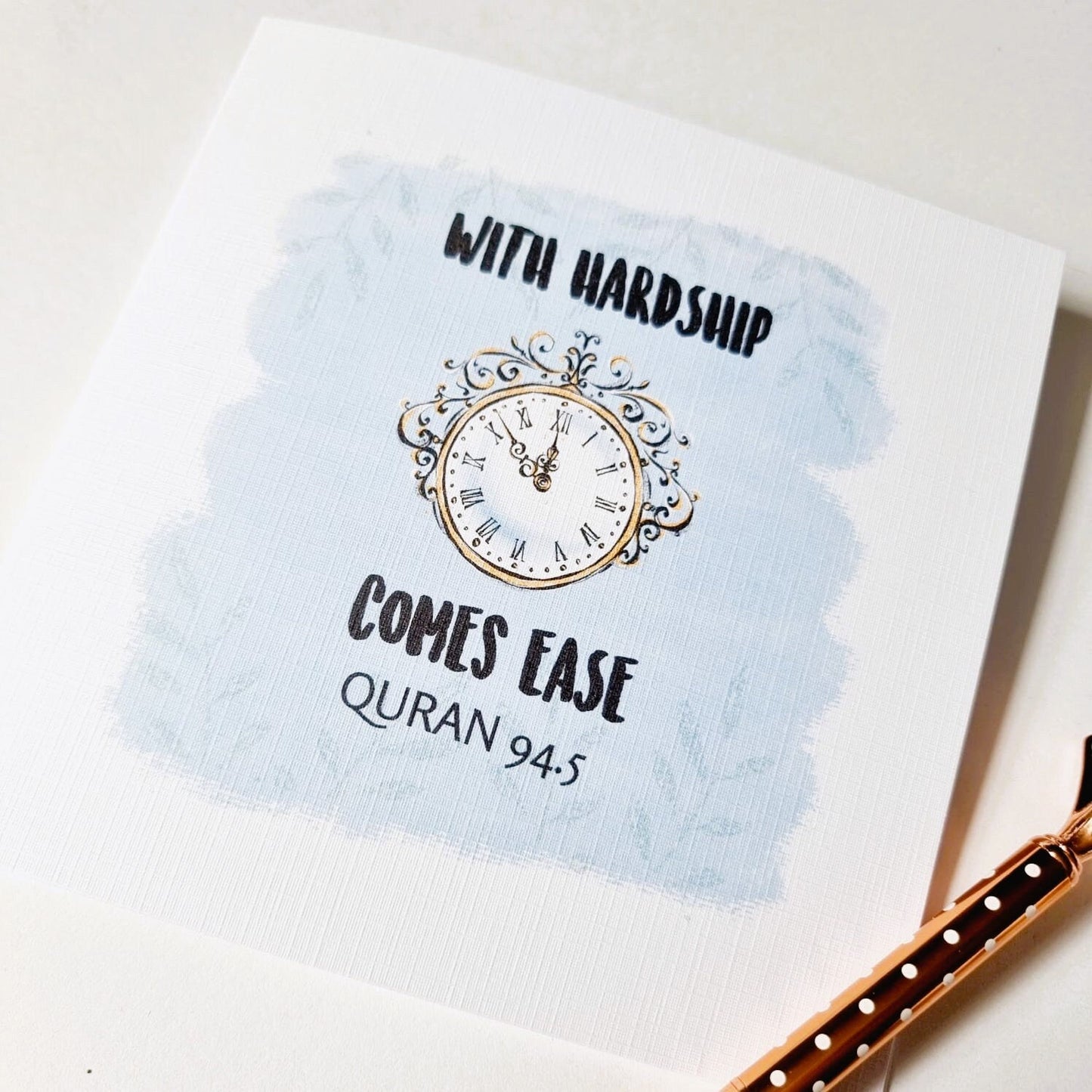 With Hardship Comes Ease Greetings Card - Islamic cards - blank cards My Store