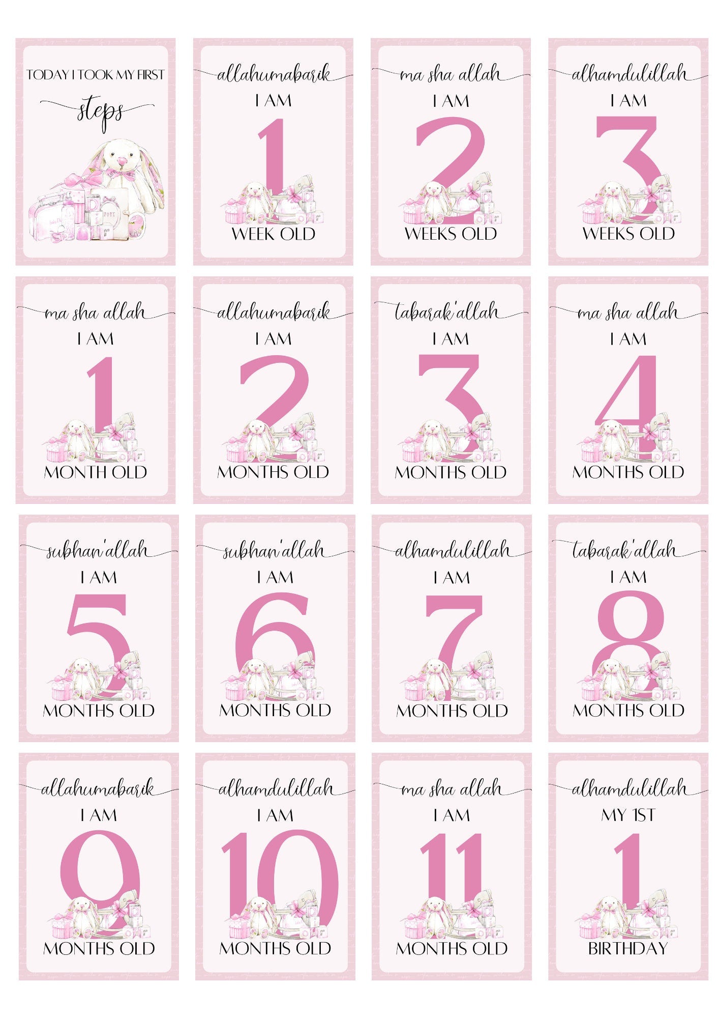 Islamic Baby Vintage Milestones - muslim baby girls and boys - islamic gifting - new and expectant parent gifting - baby gifitng