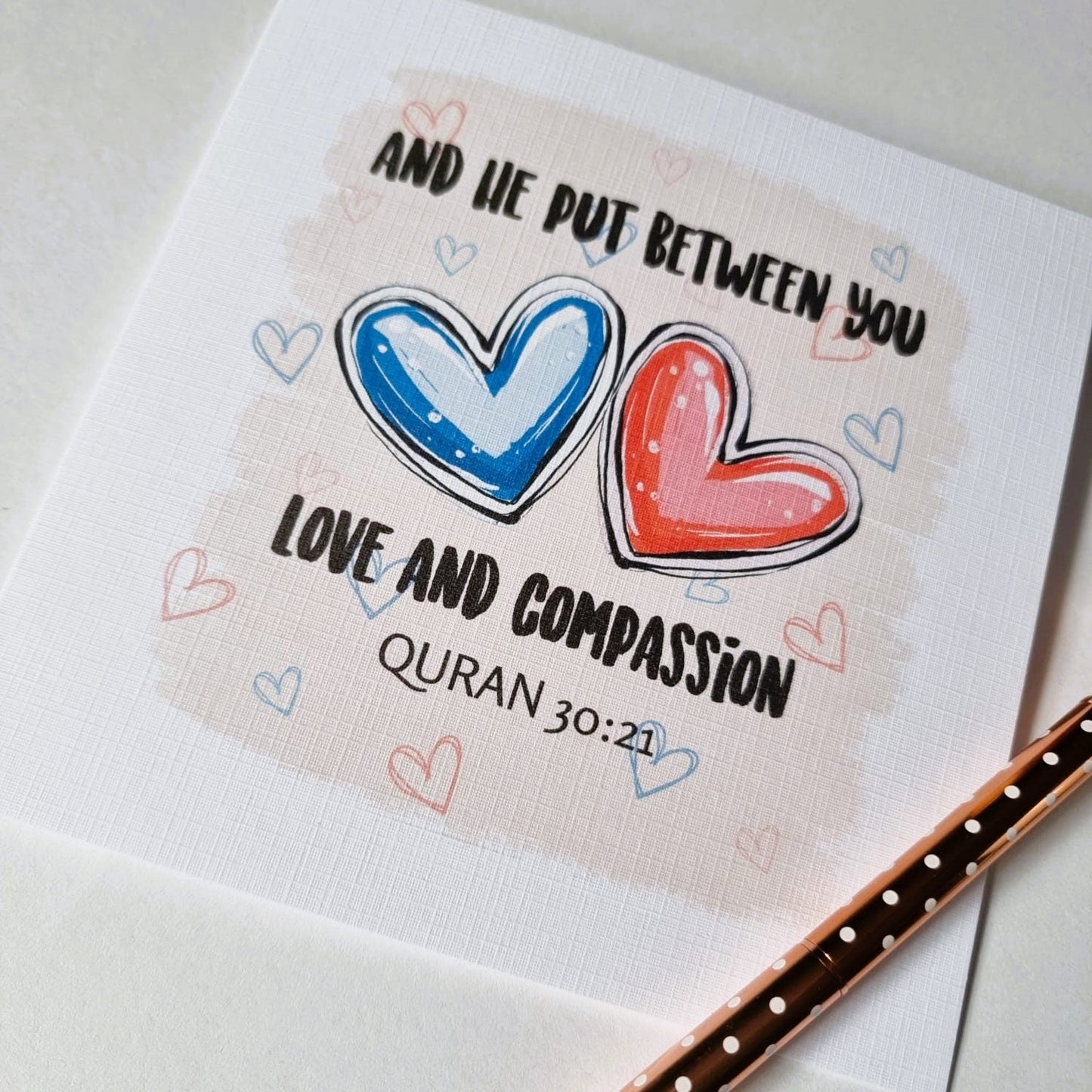 Love and Compassion Greetings Card - Islamic cards - blank cards - anniversary - wedding - couple My Store