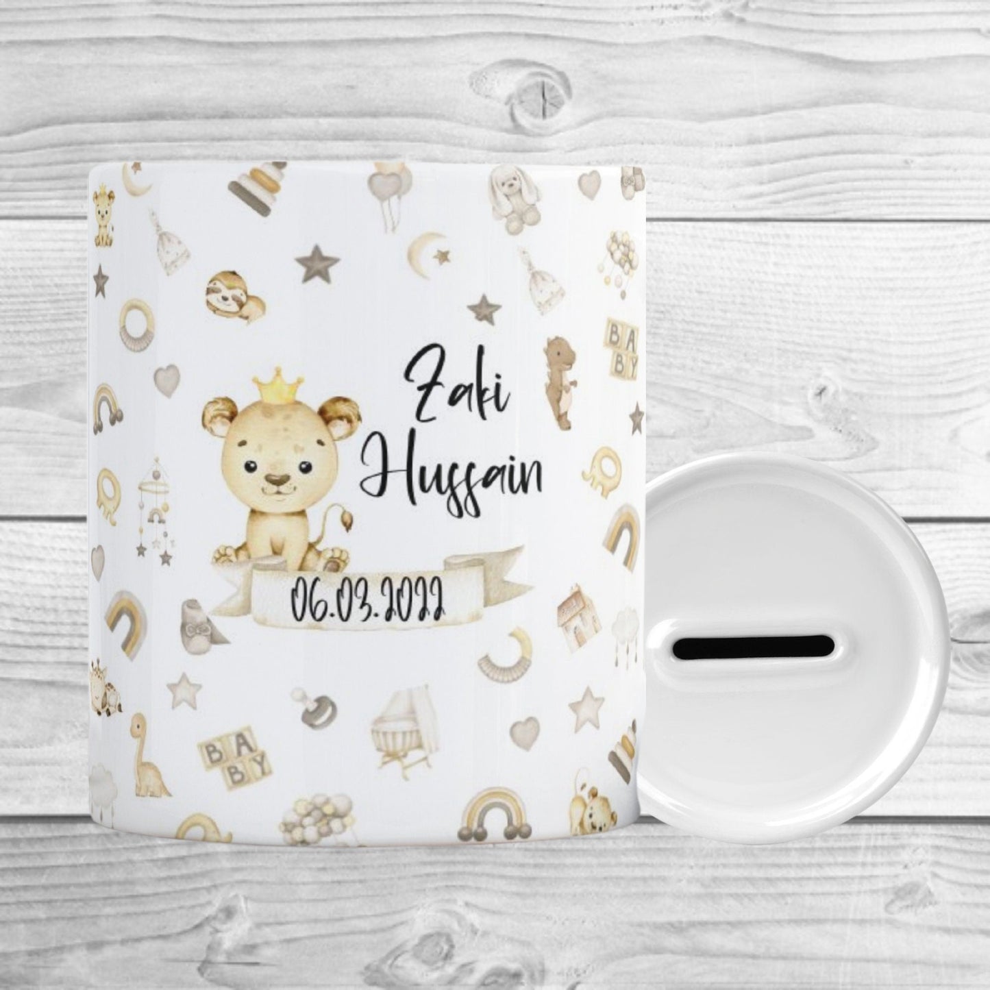 Personalised Animal Baby's Sadaqah Jar/Money Box My Store
