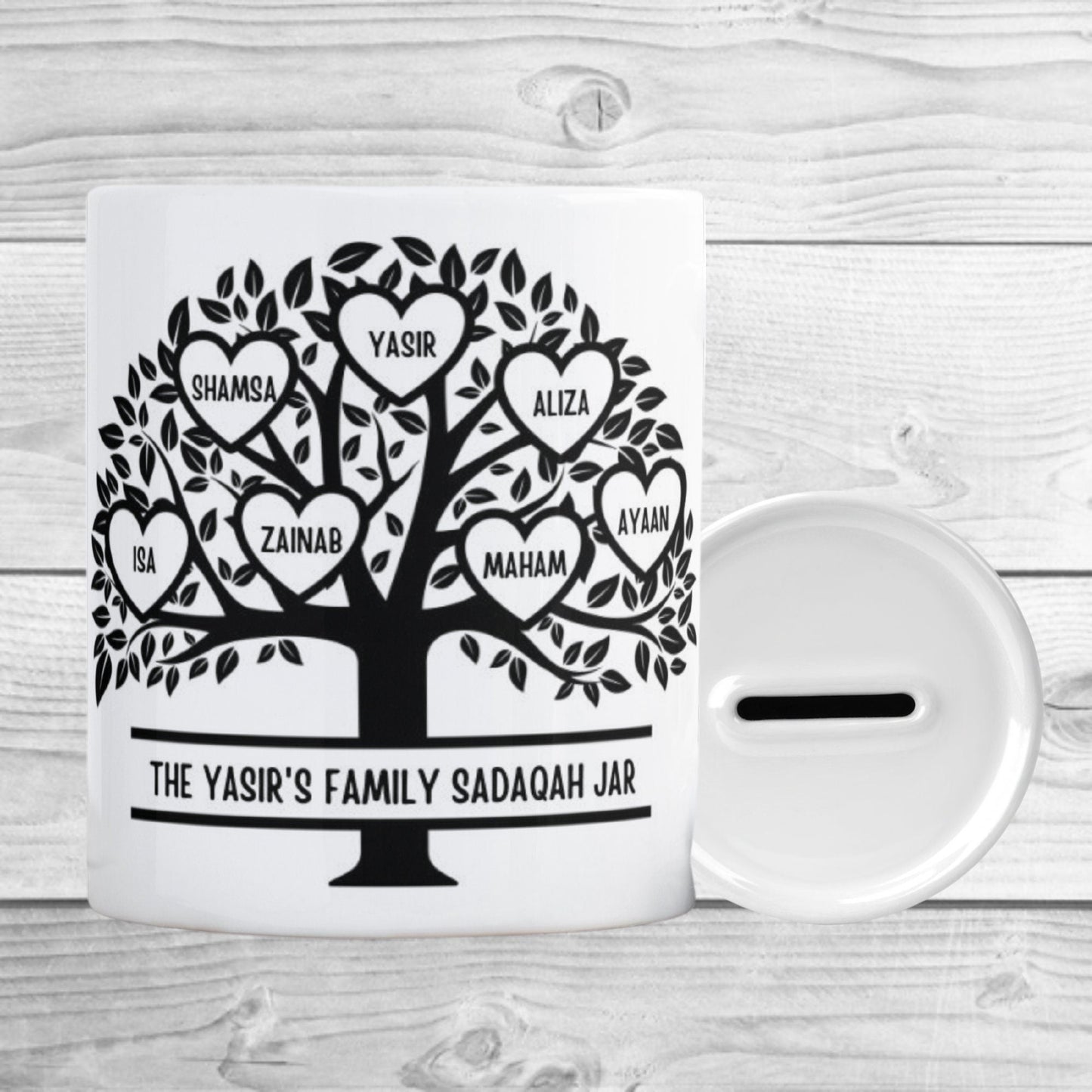 Personalised Tree Family Jar - Money Box Sadaqah Jar My Store
