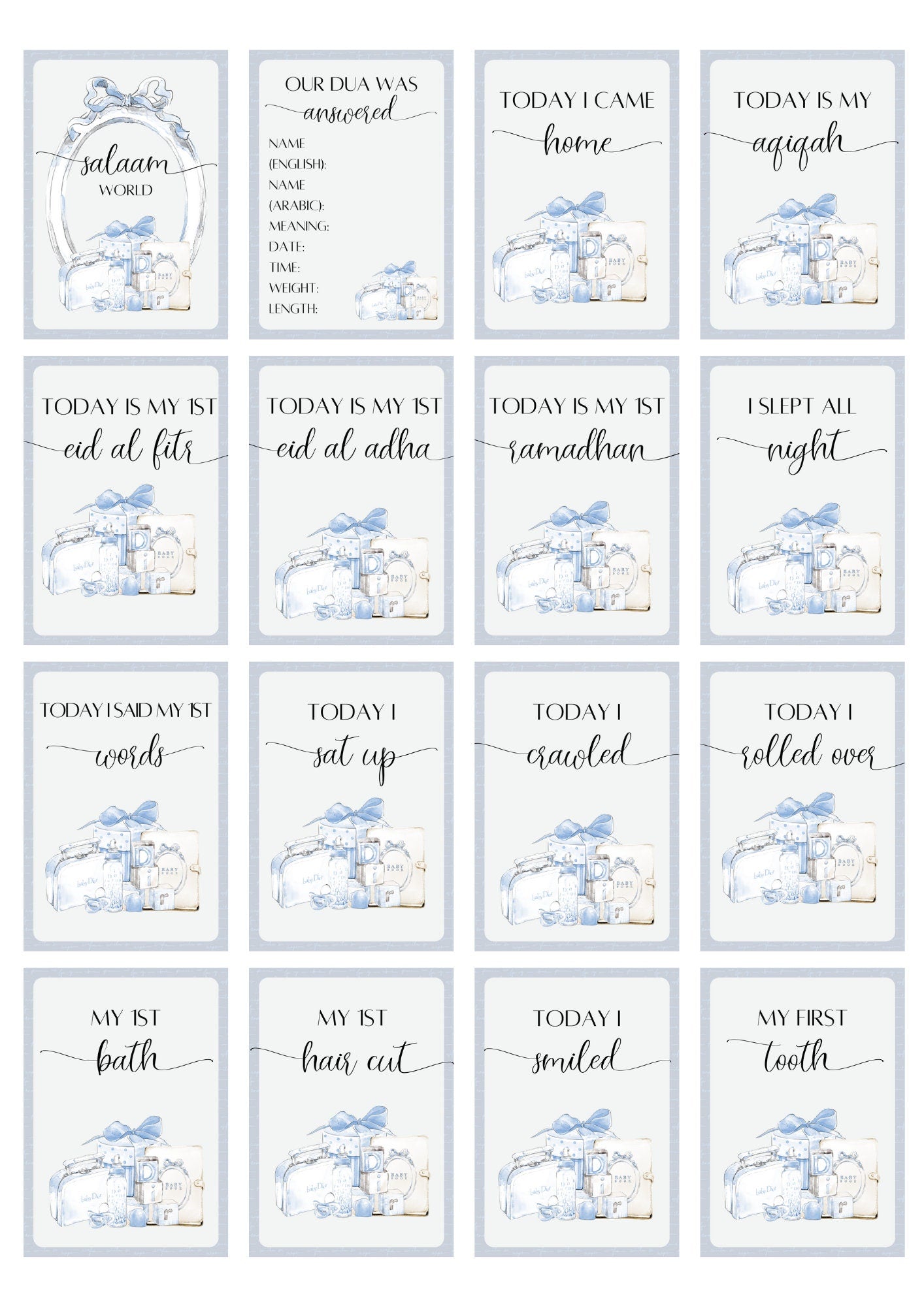 Islamic Baby Vintage Milestones - muslim baby girls and boys - islamic gifting - new and expectant parent gifting - baby gifitng