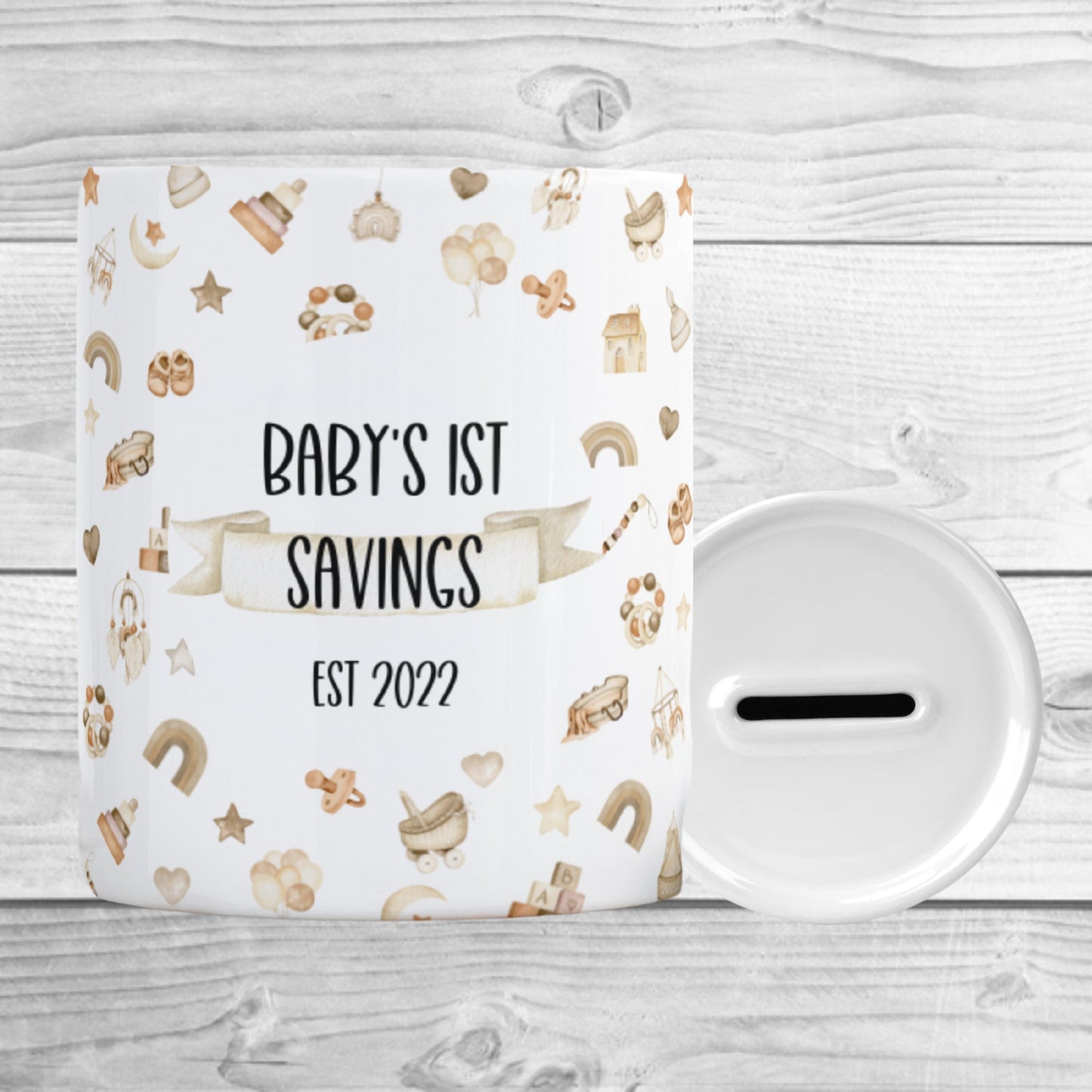 Personalised Non Face Baby's Sadaqah Jar/Money Box