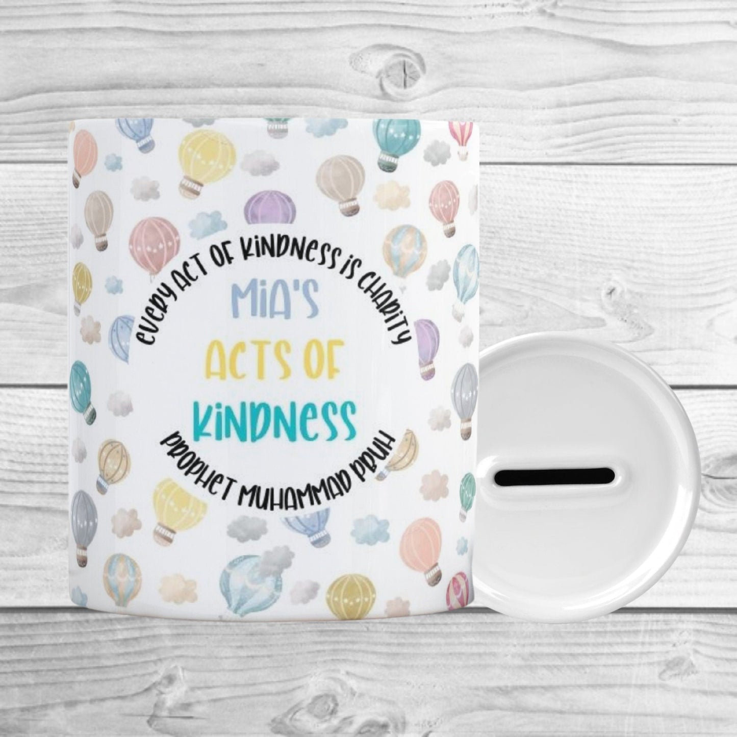 Personalised Balloon Baby's Sadaqah Jar/Money Box My Store
