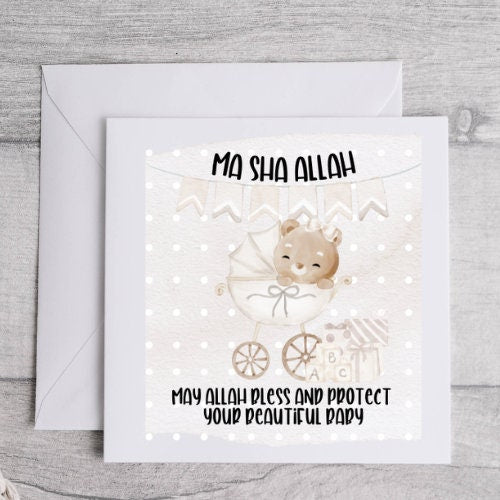 Islamic Bear Miletone Cards - muslim baby girls and boys - islamic gifting - new and expectant parent gifting - baby gifitng