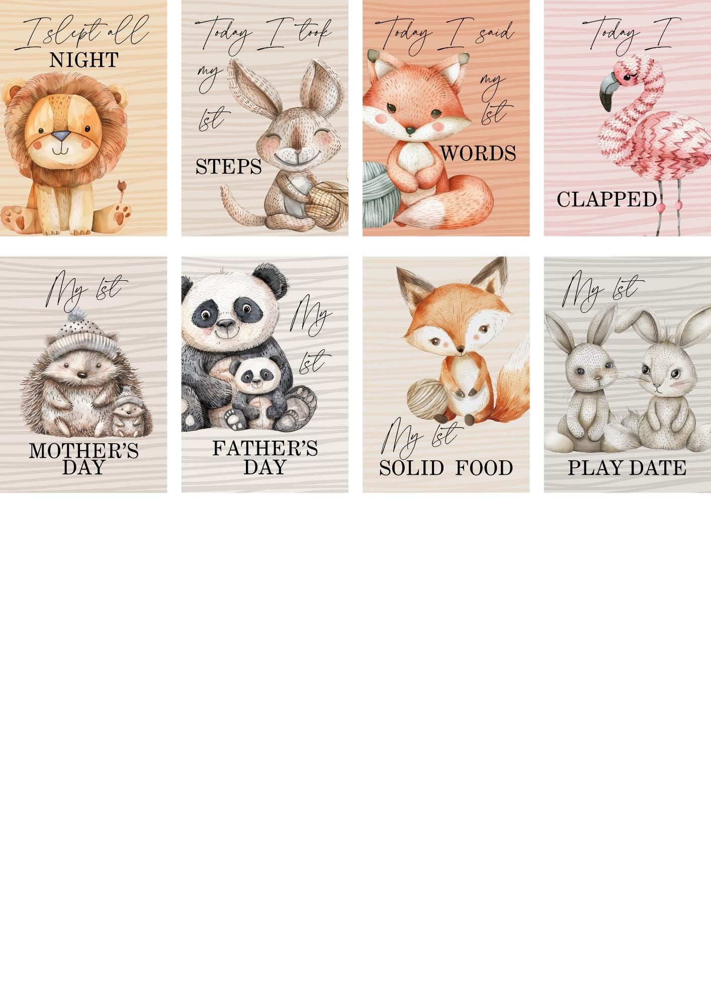 Bright Animal Islamic Milestone Cards - Muslim baby girls and boys - Islamic gifting - new and expectant parent gifting - baby gifting My Store