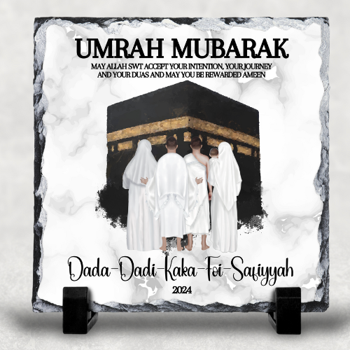 Personalised Hajj Mubarak , Umrah Kaaba and Medina  Eid Muslim Gift Slate