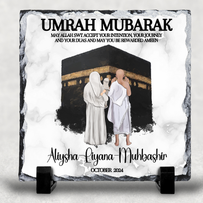 Personalised Hajj Mubarak , Umrah Kaaba and Medina  Eid Muslim Gift Slate My Store