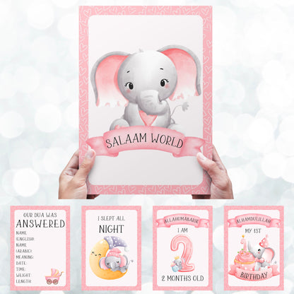 Islamic Baby Elephants Milestones - muslim baby girls and boys - islamic gifting - new and expectant parent gifting - baby gifitng My Store
