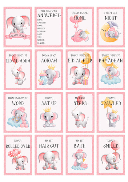 Islamic Baby Elephants Milestones - muslim baby girls and boys - islamic gifting - new and expectant parent gifting - baby gifitng My Store