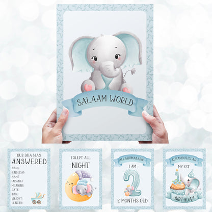 Islamic Baby Elephants Milestones - muslim baby girls and boys - islamic gifting - new and expectant parent gifting - baby gifitng My Store