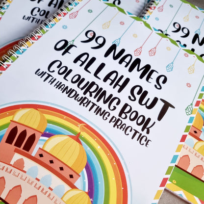 99 Names of Allah Islamic children's colouring and handwriting practice activity book. Muslim Gifts
