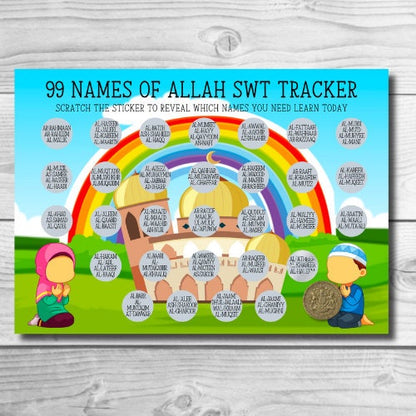 Ramadan / Eid Good Deed Tracker Scratch off Stickers Muslim A4 Chart Journal Childrens Reward Chart and Sadaqah