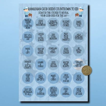Ramadan / Eid Good Deed Tracker Scratch off Stickers Muslim A5 Chart Journal Childrens Reward Chart and Sadaqah
