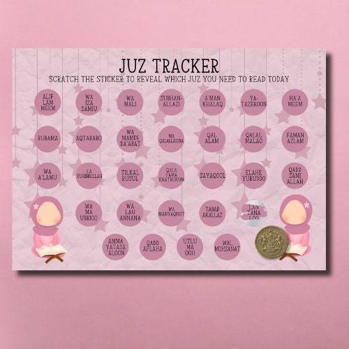 Ramadan / Eid Good Deed Tracker Scratch off Stickers Muslim A4 Chart Journal Childrens Reward Chart and Sadaqah