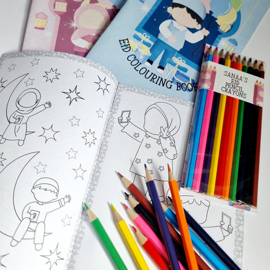 Eid Muslim children's colouring book with Pencil Crayons Islam Gifts for Eid