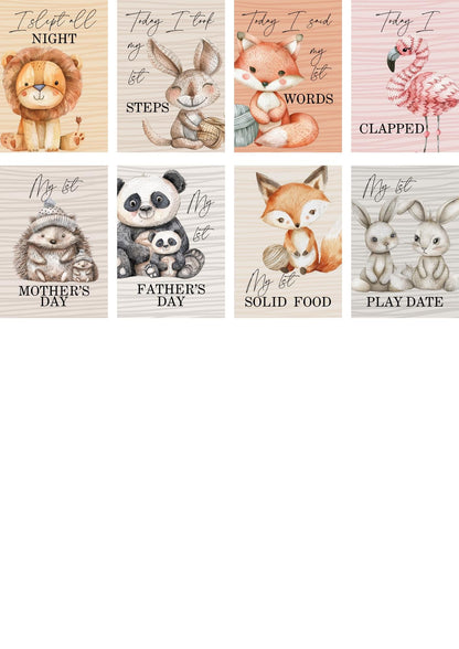 Bright Animal Islamic Milestone Cards - Muslim baby girls and boys - Islamic gifting - new and expectant parent gifting - baby gifting