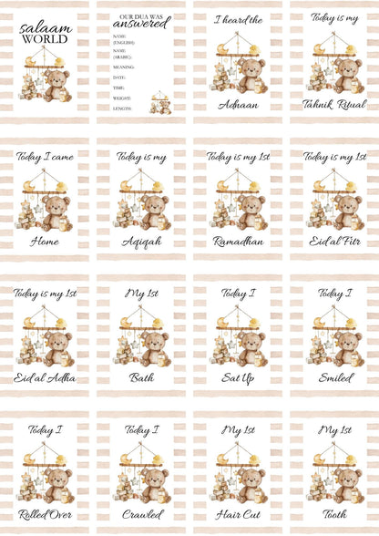Islamic Milestone Cards - Muslim baby girls and boys - Islamic gifting - new and expectant parent gifting - baby gifting My Store