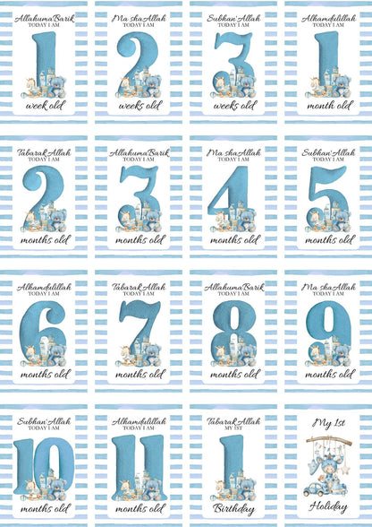Islamic Milestone Cards - Muslim baby girls and boys - Islamic gifting - new and expectant parent gifting - baby gifting My Store