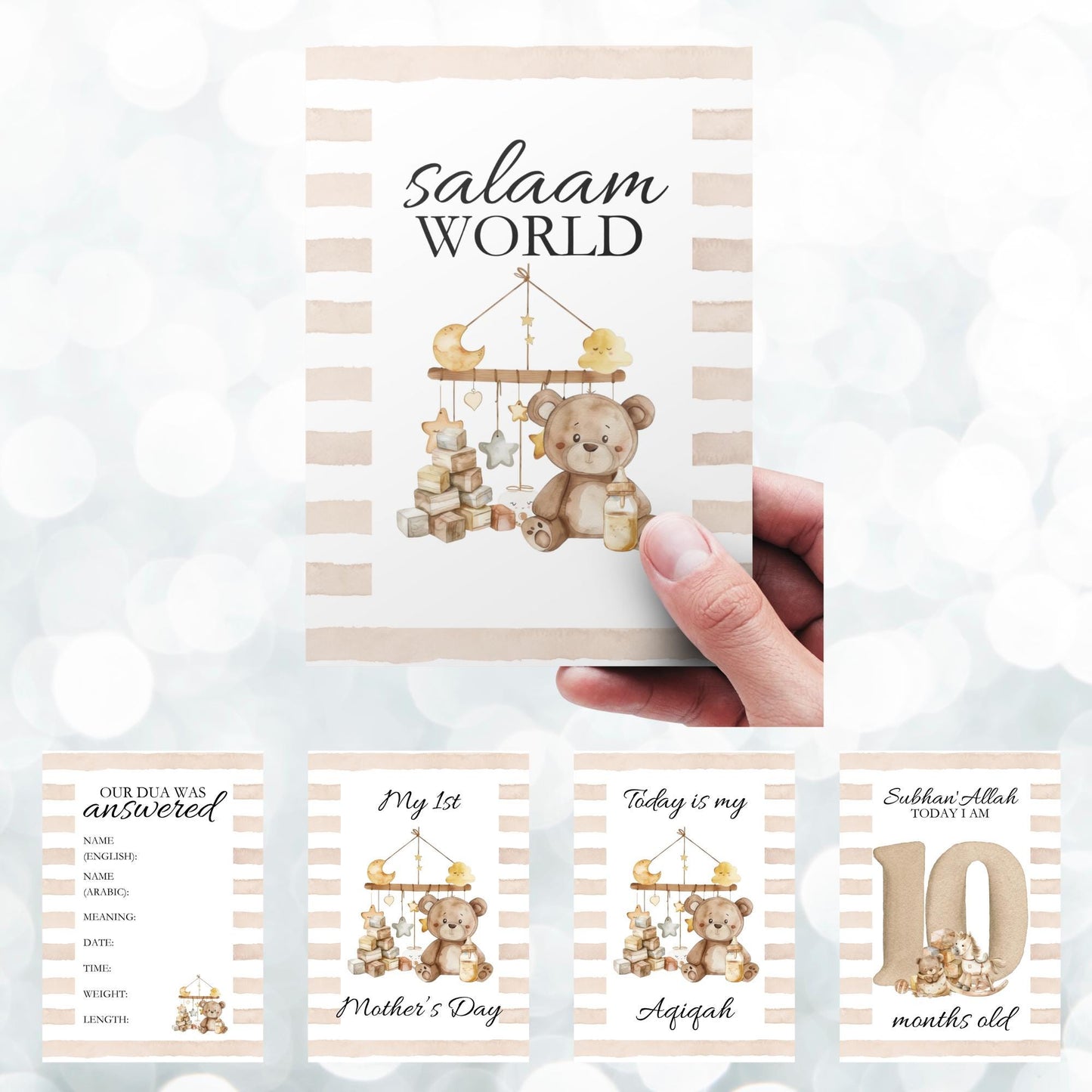 Islamic Milestone Cards - Muslim baby girls and boys - Islamic gifting - new and expectant parent gifting - baby gifting
